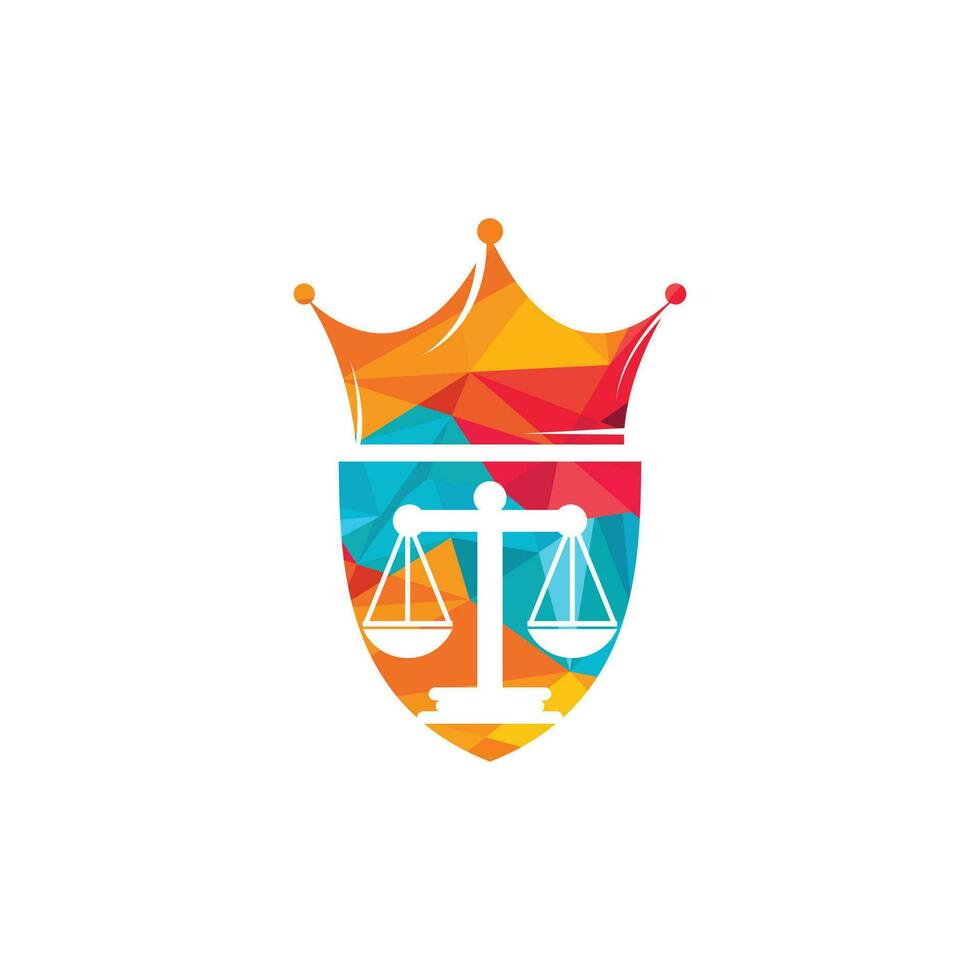 diseño del logotipo vectorial de la ley del rey. concepto de logotipo de abogado de derecho. vector