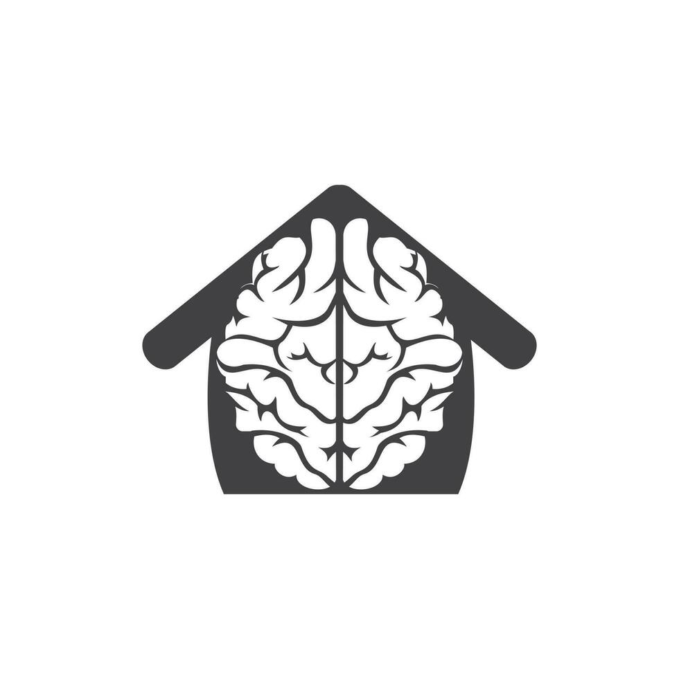 diseño creativo del logo de la casa del cerebro. Piense en el concepto de idea. Lluvia de ideas icono de logotipo de cerebro de pensamiento de poder. vector