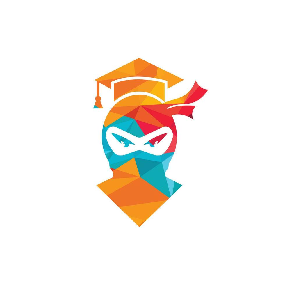 Smart ninja modern education vector logo design.