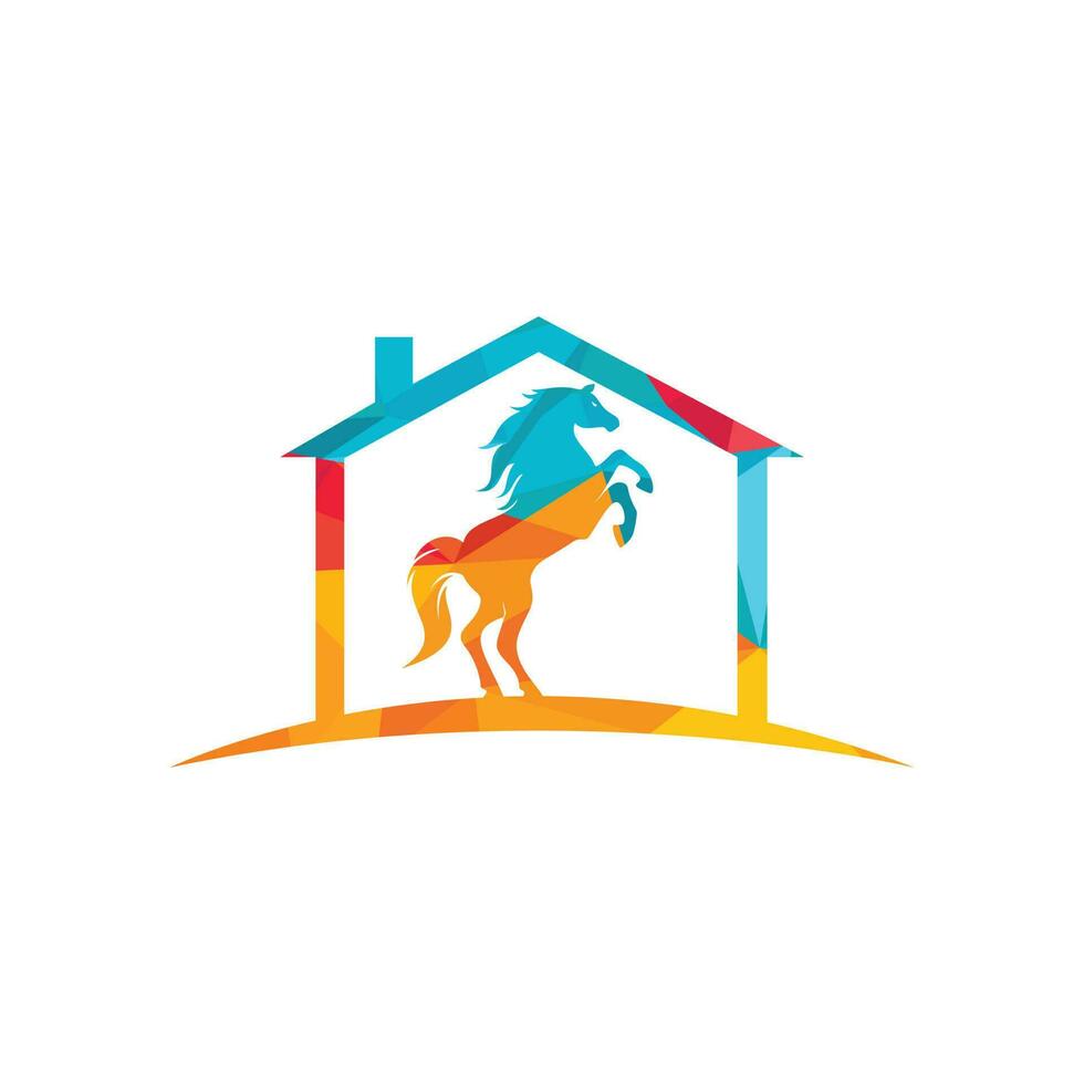 diseño de logotipo de vector de caballo y casa. el logotipo del caballo acompañó a los conceptos de la casa.