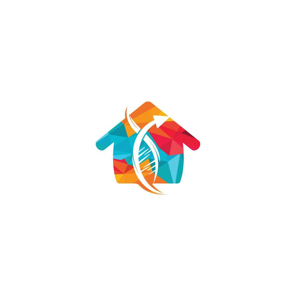 diseño vectorial del logotipo de la casa de adn. diseño de logotipo de atención médica. vector