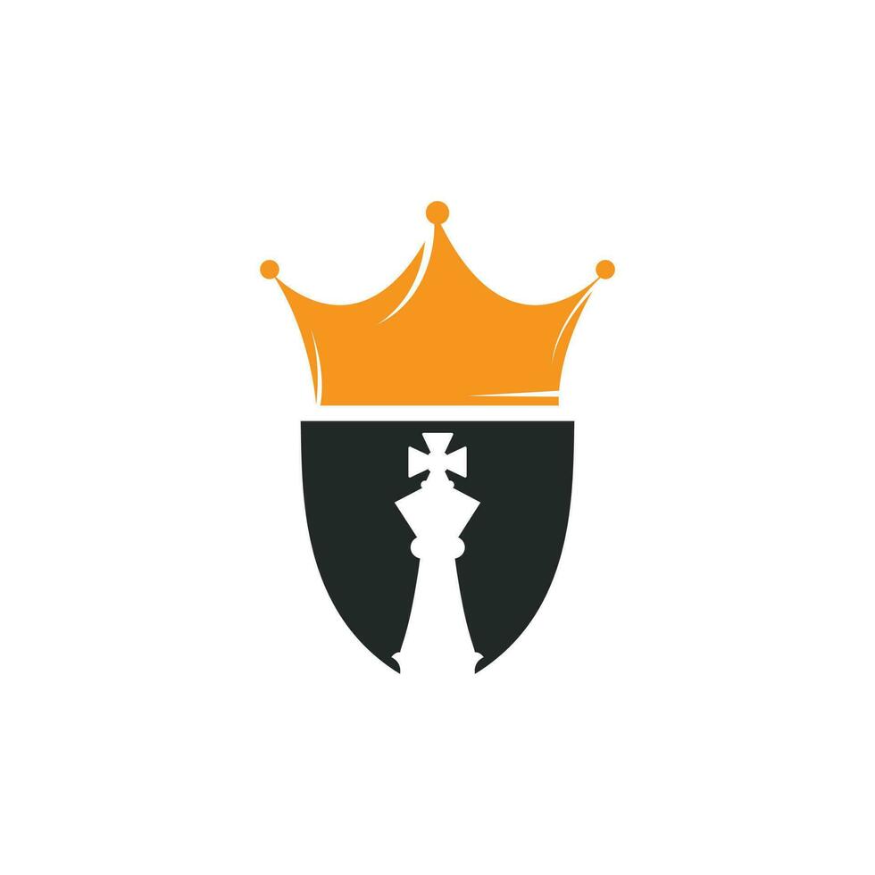 diseño del logotipo vectorial del rey del ajedrez. vector de diseño de icono de logotipo de corona de ajedrez.