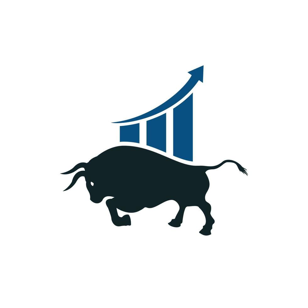 Financial bull logo design. Trade Bull Chart, finance logo. Economy finance chart bar business productivity logo icon. vector