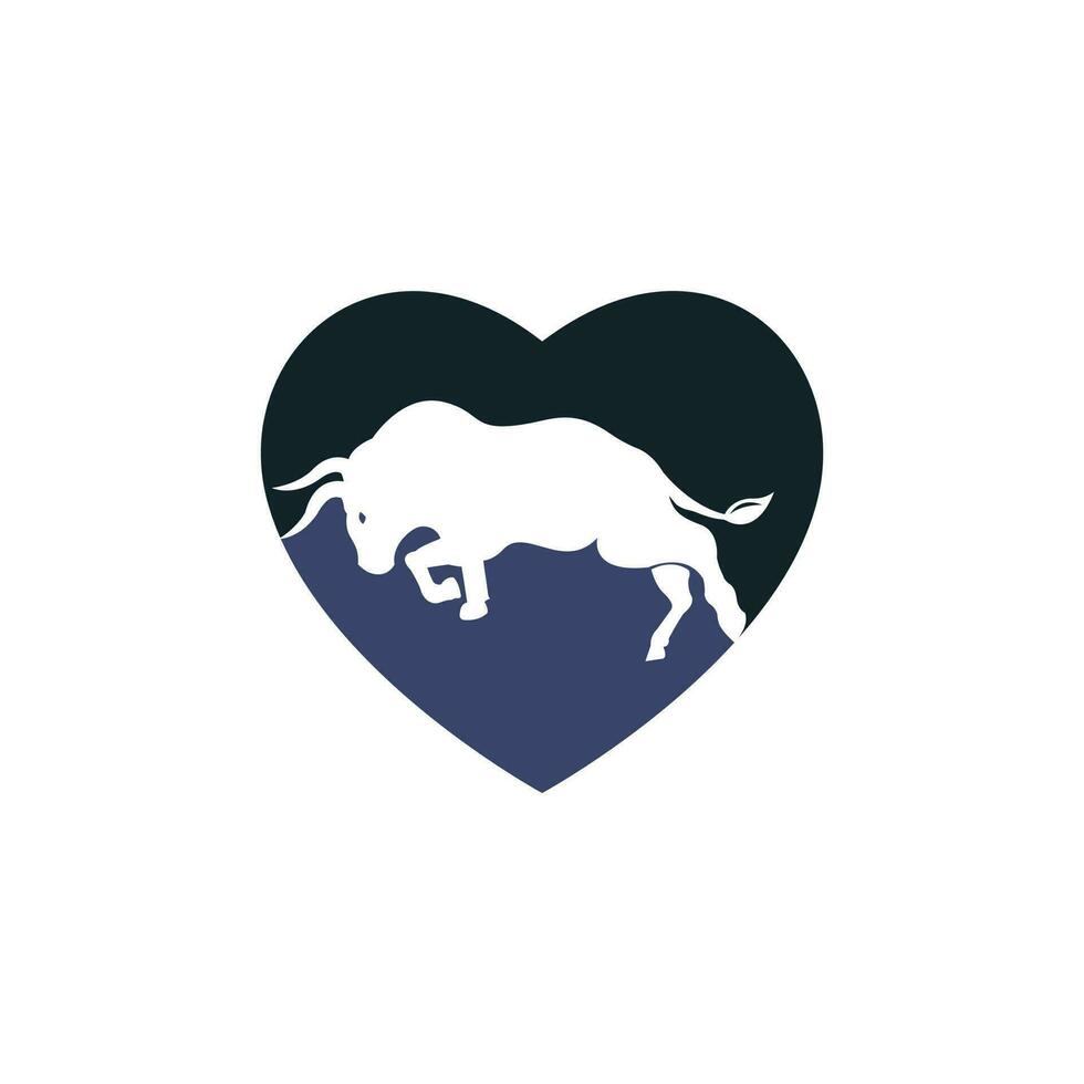 Bull heart shape vector logo design.
