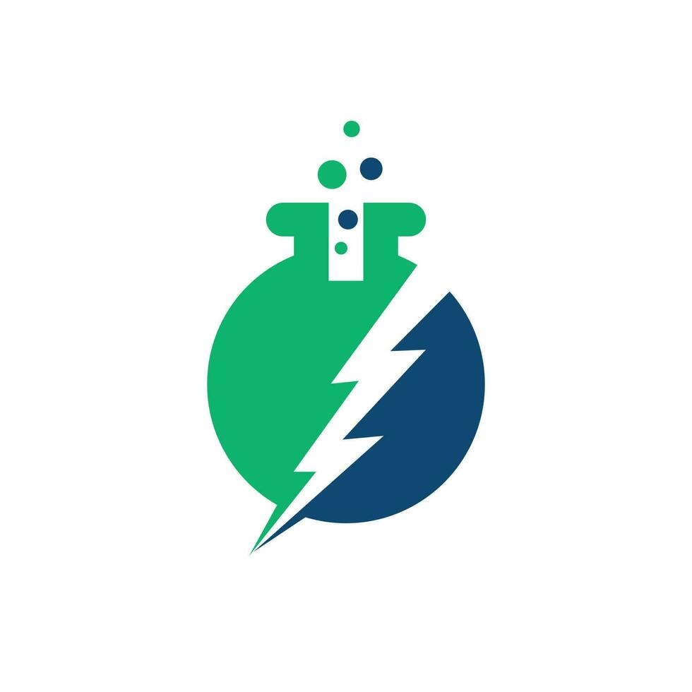 Thunder bolt lab logo vector design. Flask and thunderbolt vector logo design