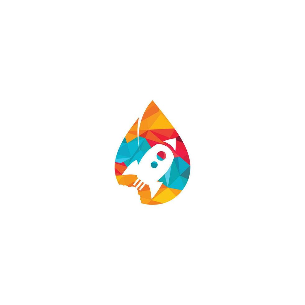 diseño de logotipo de cohete y gota. cohete y símbolo o icono acuático. vector