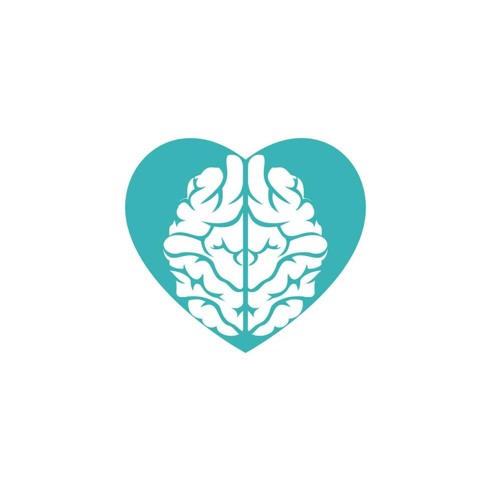 Creative brain heart shape logo design. Think idea concept.Brainstorm power thinking brain Logotype icon. vector