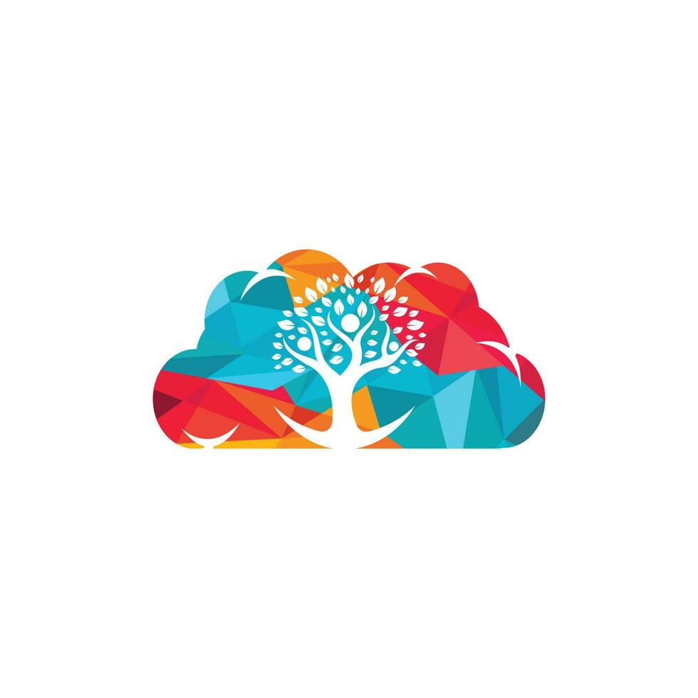 People Cloud Tree Logo Design. Family tree sign and symbol. vector
