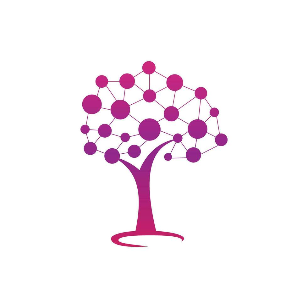 diseño de logotipo de árbol digital. tecnología, naturaleza, inalámbrica, internet, plantilla de logotipo de vector de red.