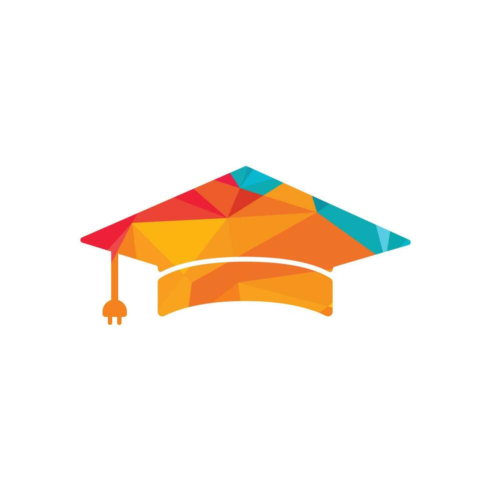 Artificial intelligent technology with graduation cap logo design. IT Expert Logo Sign Symbol Icon. vector