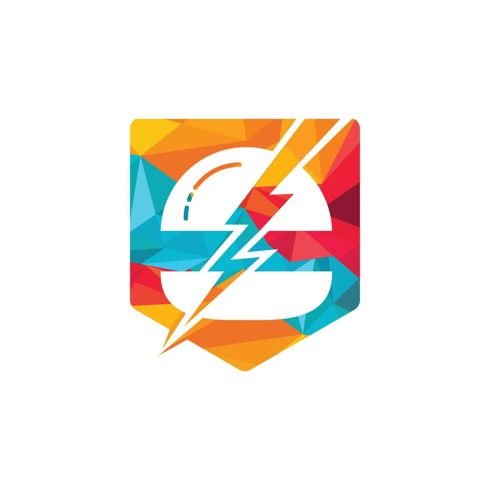 diseño de logotipo de vector de hamburguesa flash. logotipo de icono de hamburguesa y tormenta.