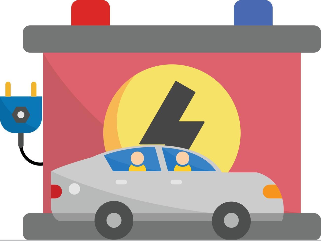 Electronic Vehicle Battery Illustration vector