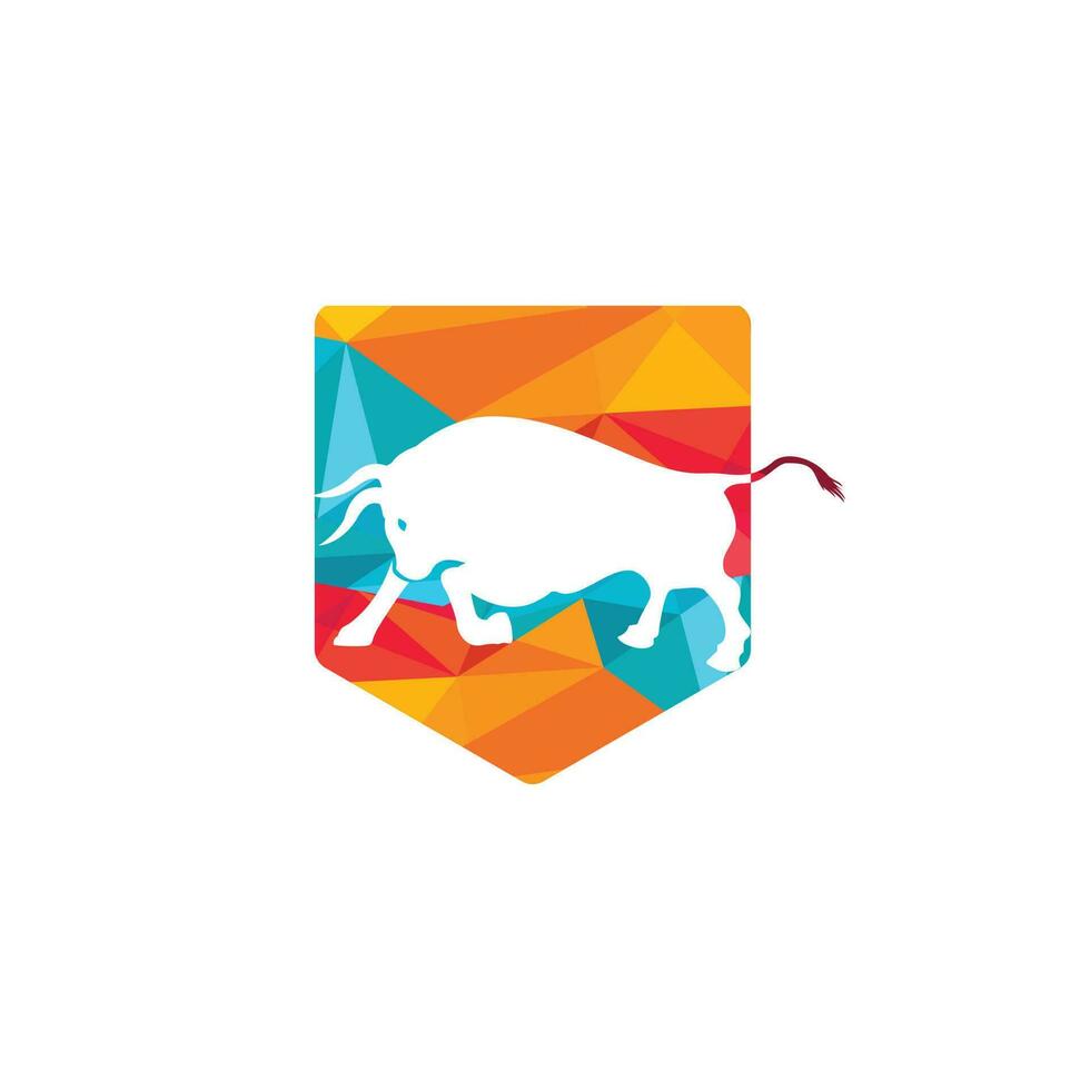Bull vector logo design. Simple animal vector logo design template.