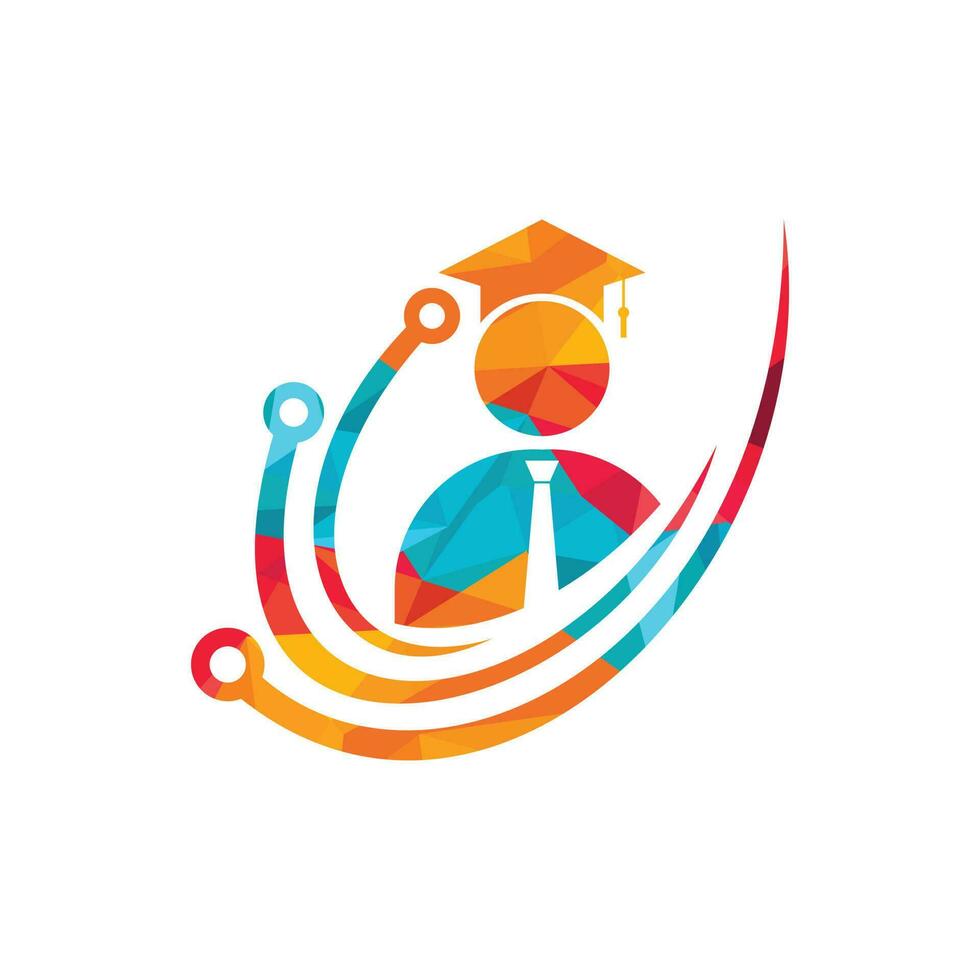 Education tech vector logo design. Digital school logo concept.