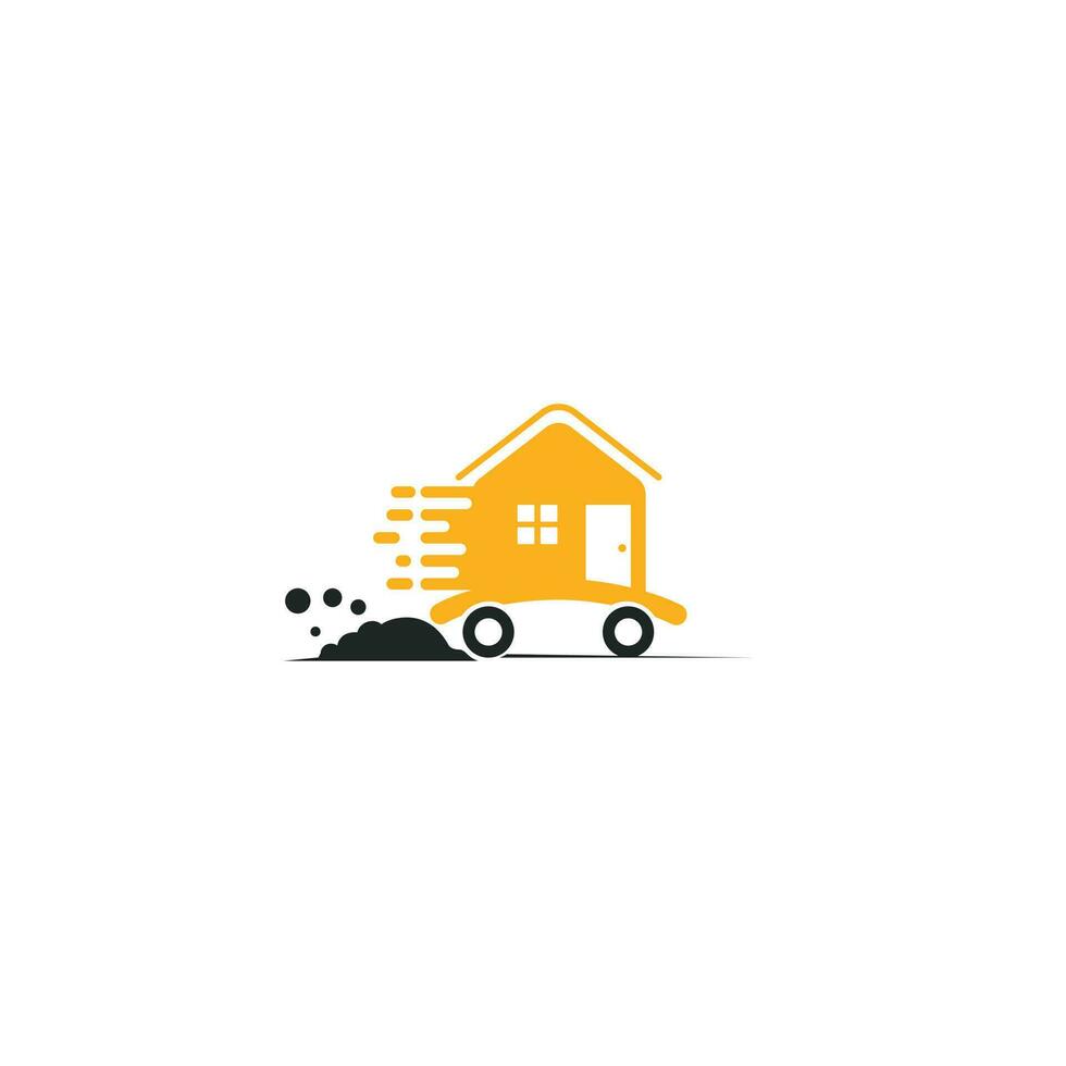 House moving company logo design. Home logo with moving symbols. vector