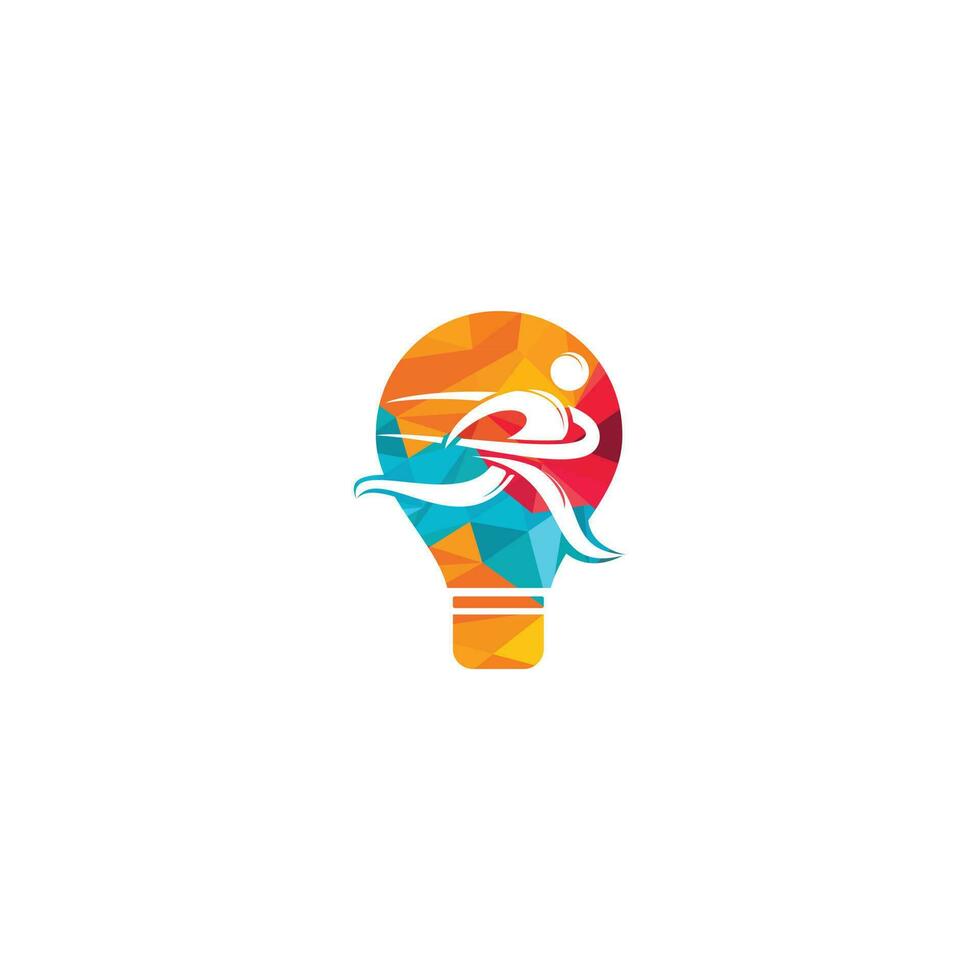 Creative Run Icon Logo Design. Bulb and running man vector logo design.