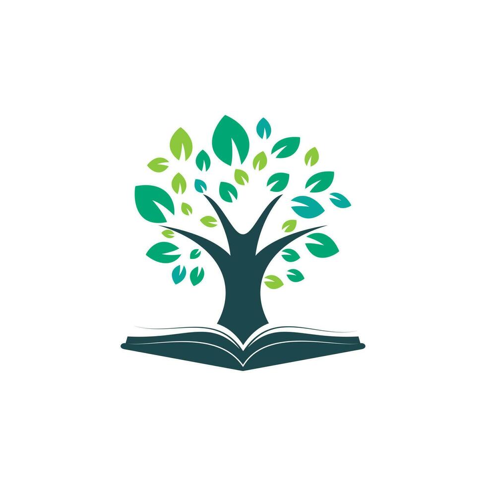 Tree With Book Education Logo Template. vector