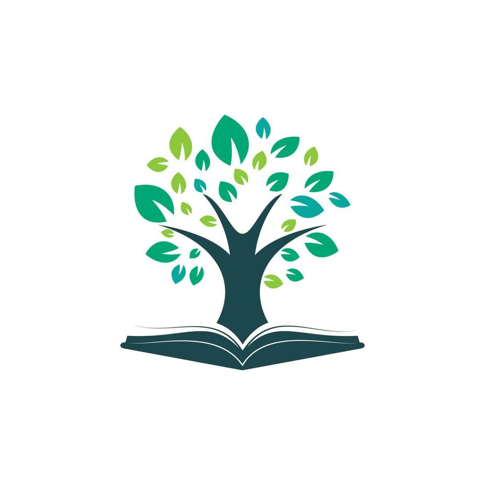 árbol con plantilla de logotipo de educación de libros. vector