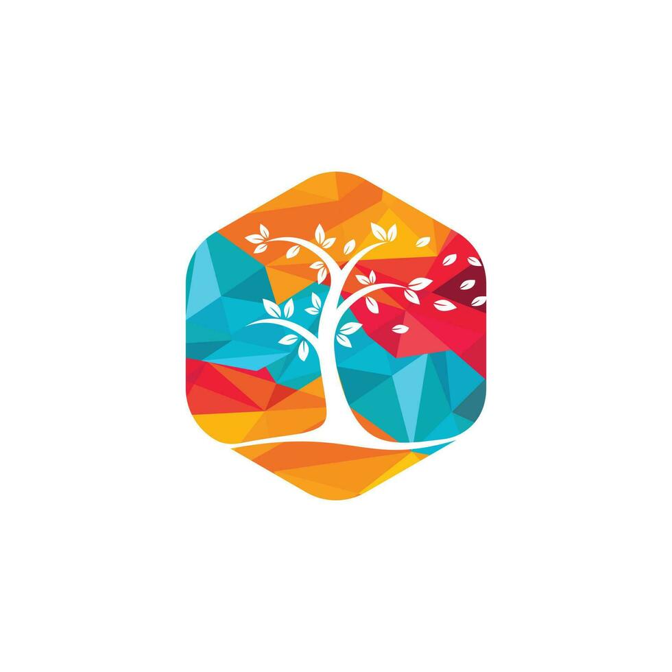 Tree logo design. Minimalist green tree logo symbol. vector