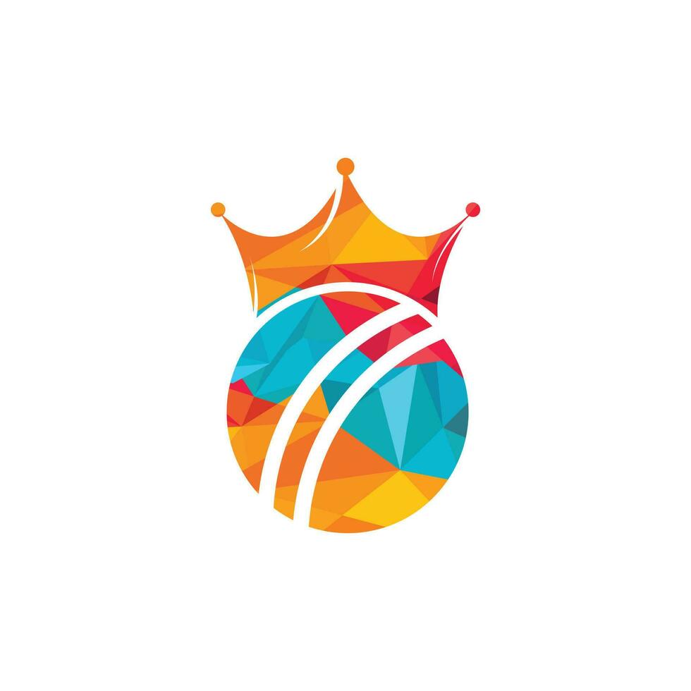 diseño del logotipo vectorial del rey de críquet. plantilla de diseño de icono de corona y bola de cricket. vector