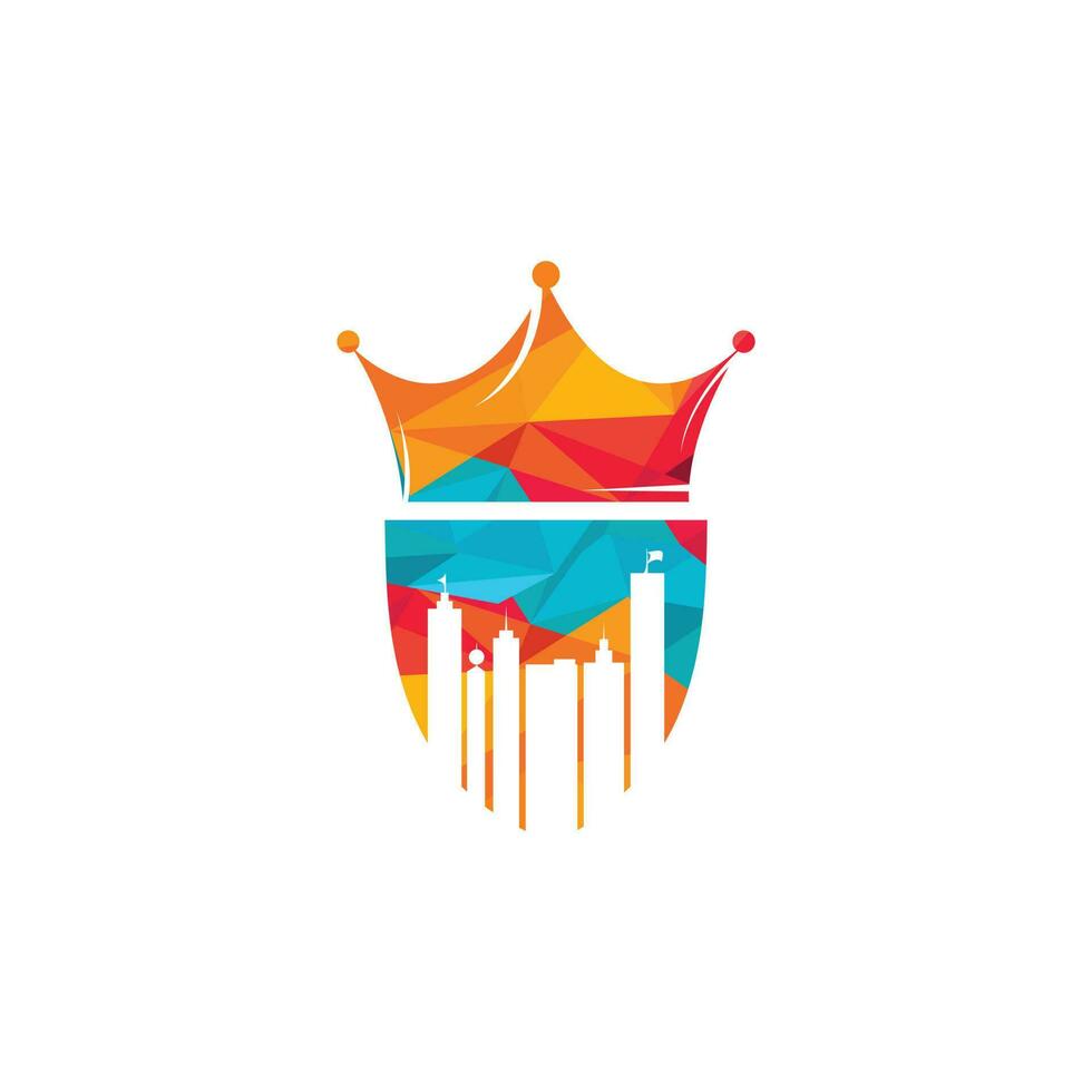 diseño vectorial del logotipo del rey urbano. concepto de logotipo de la ciudad de la corona. vector