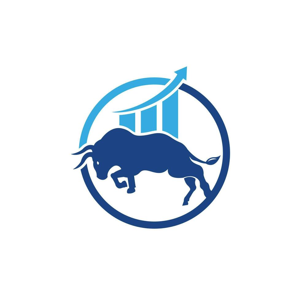 diseño del logo del toro financiero. gráfico de toros comerciales, logotipo de finanzas. icono del logotipo de la productividad empresarial de la barra del gráfico de finanzas económicas. vector