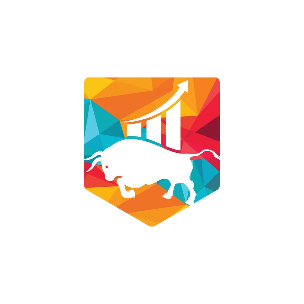 diseño del logo del toro financiero. gráfico de toros comerciales, logotipo de finanzas. icono del logotipo de la productividad empresarial de la barra del gráfico de finanzas económicas. vector