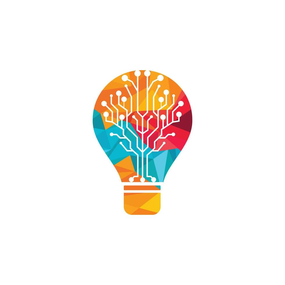 Modern Tech Bulb logo design concept. Pixel Technology Bulb Idea logo template. vector