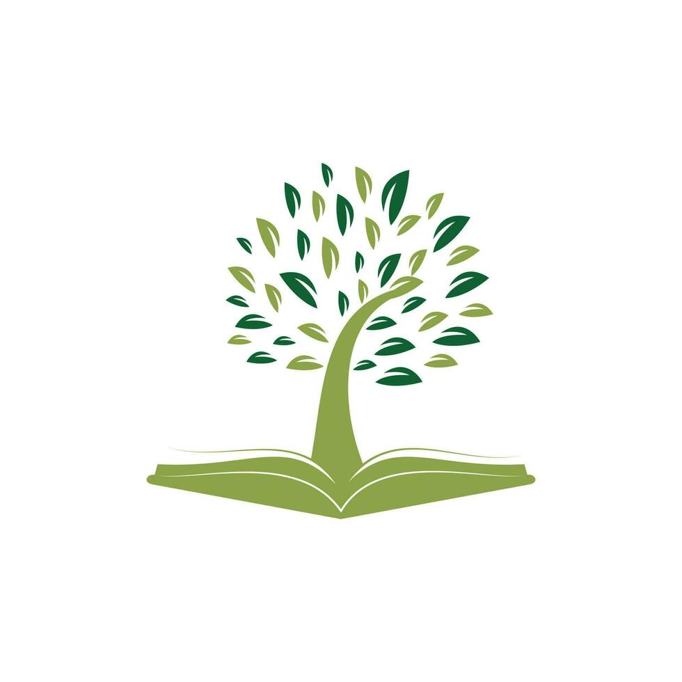 Tree With Book Education Logo Template. vector