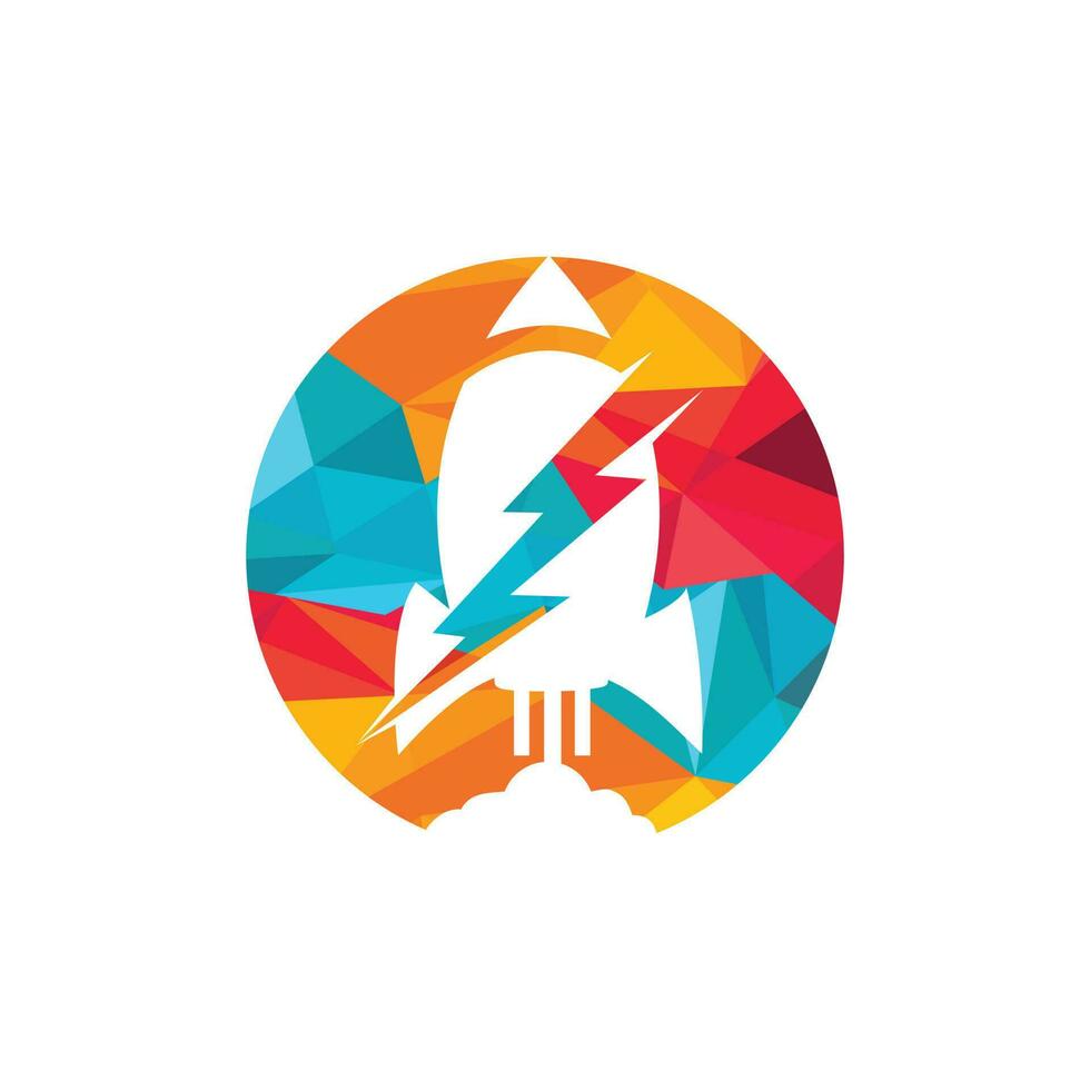 diseño de logotipo de vector de cohete eléctrico. icono del logotipo de cohete y rayo.