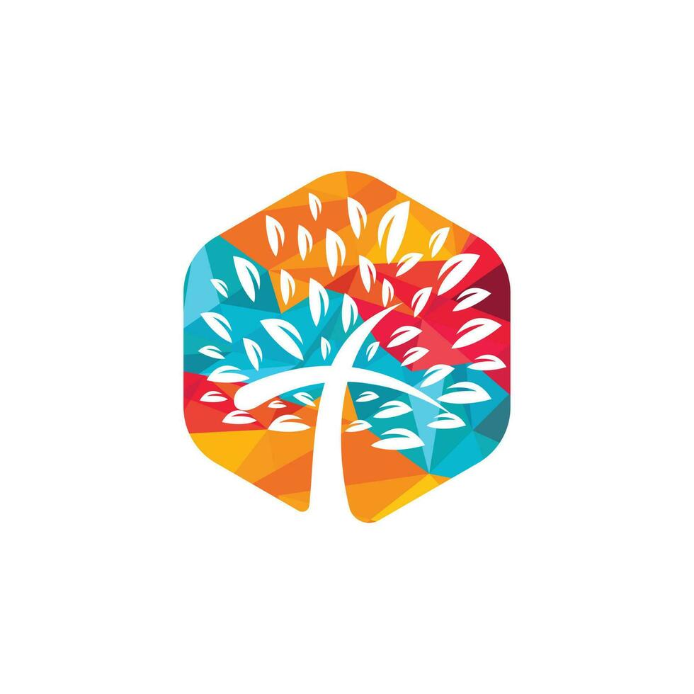 Tree religious cross symbol icon vector design.