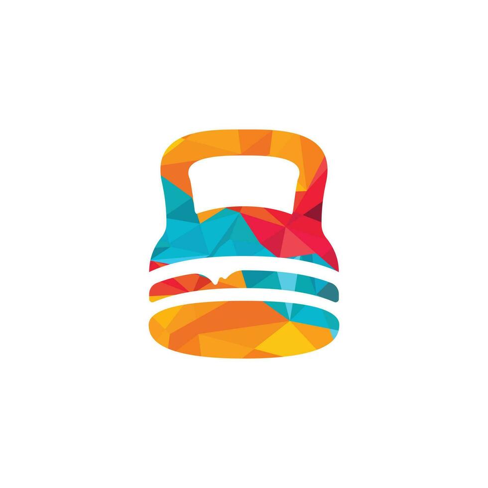 Strong burger vector logo design. Dumbbell and burger icon.