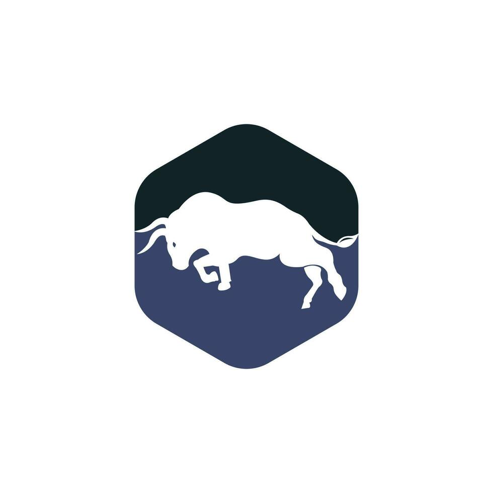 Bull vector logo design. Simple animal vector logo design template.