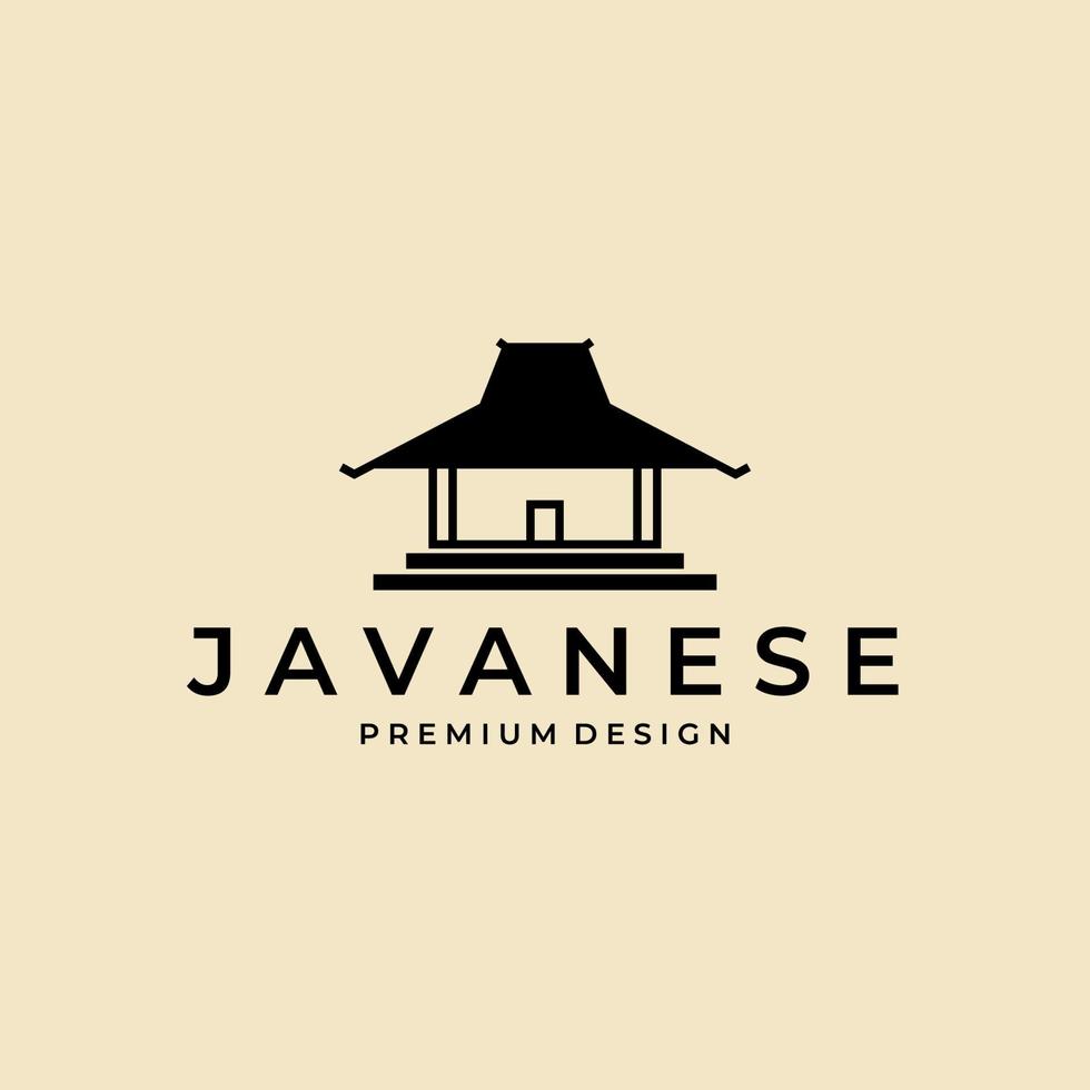 diseño de ilustración de símbolo de vector vintage de logotipo de casa tradicional javanés