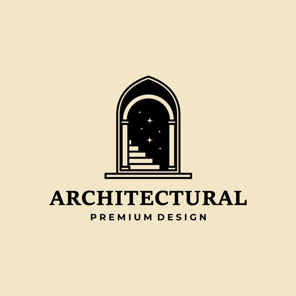 diseño de plantilla de ilustración de vector de logotipo de puerta vintage