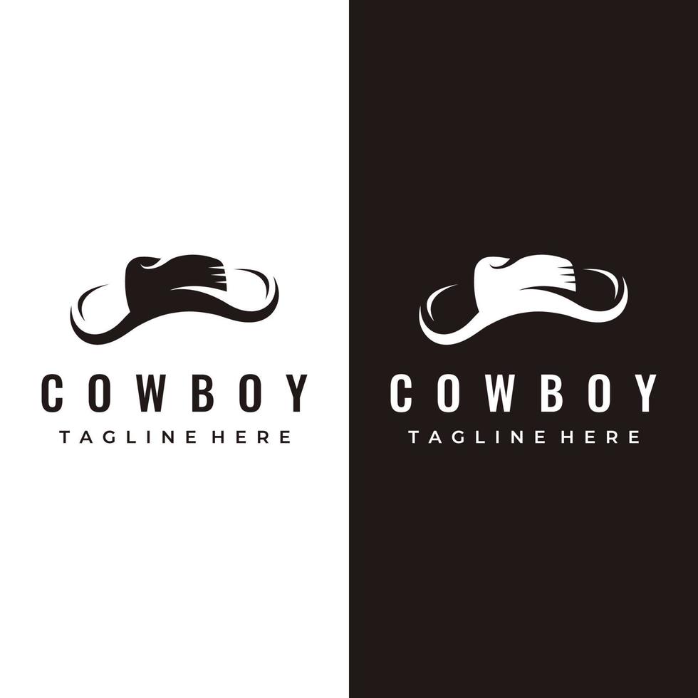 Simple silhouette cowboy hat logo template design isolated on black and white background. vector