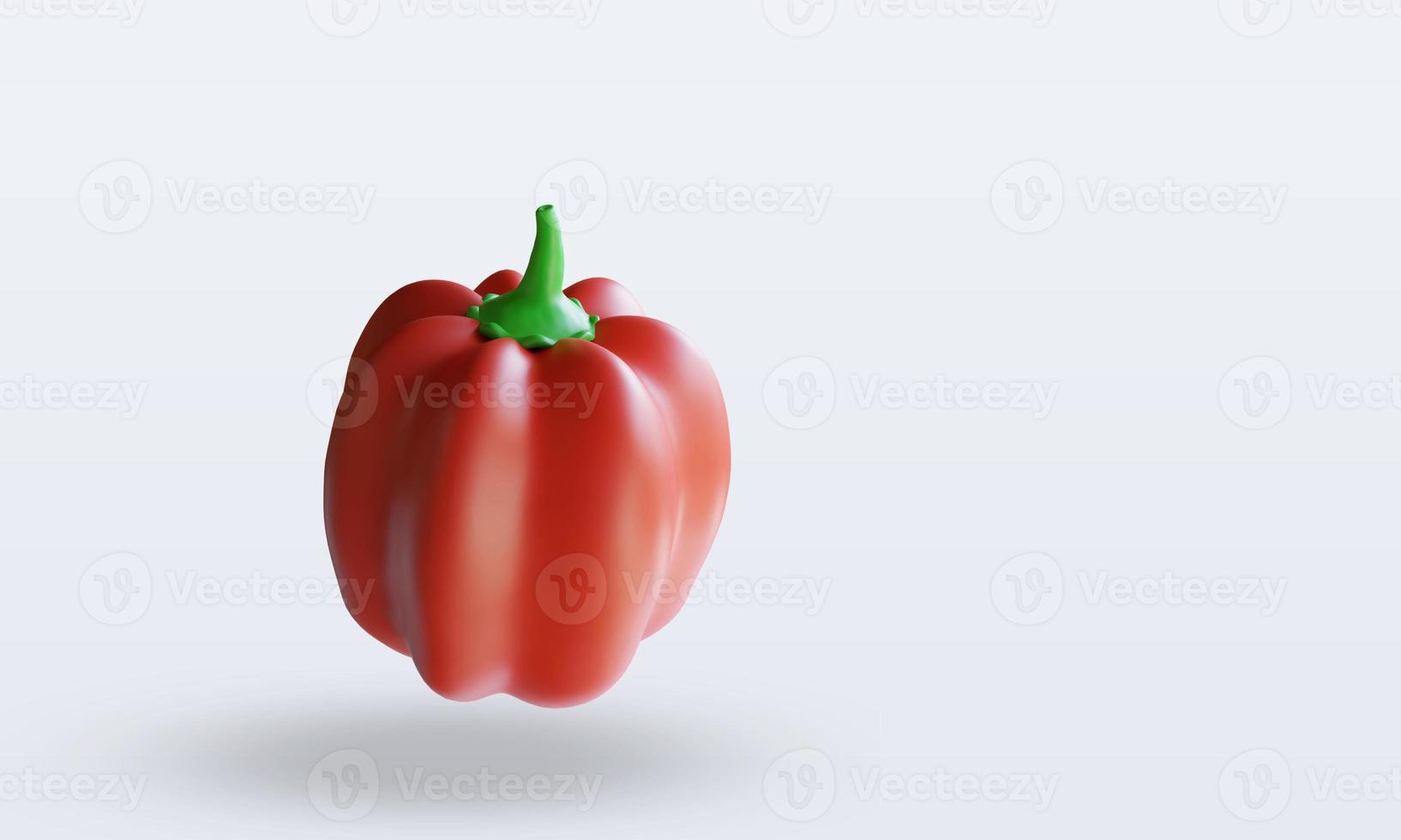 Vista izquierda de renderizado de pimentón rojo vegetal 3d foto