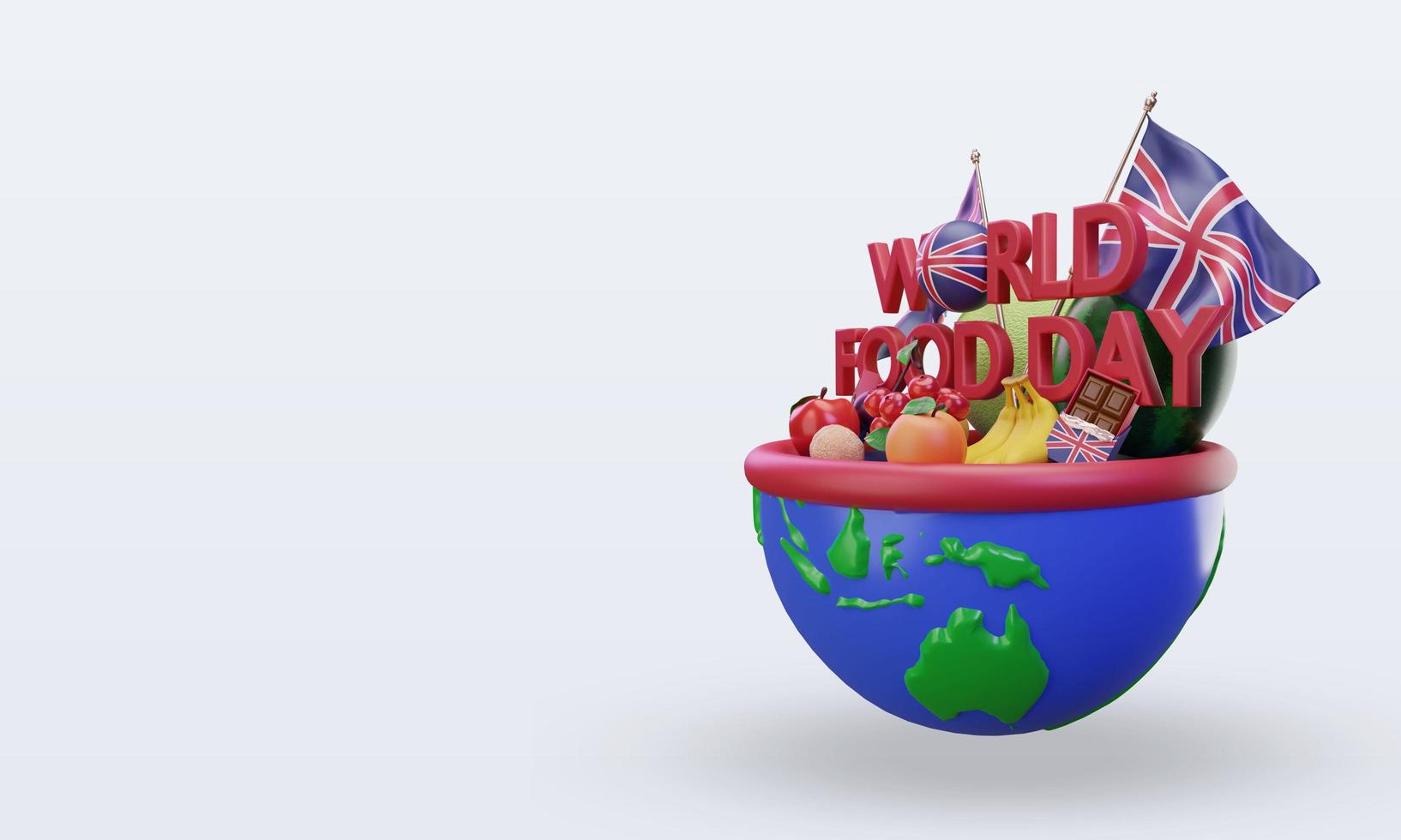 3d World Food Day United Kingdom rendering right view photo