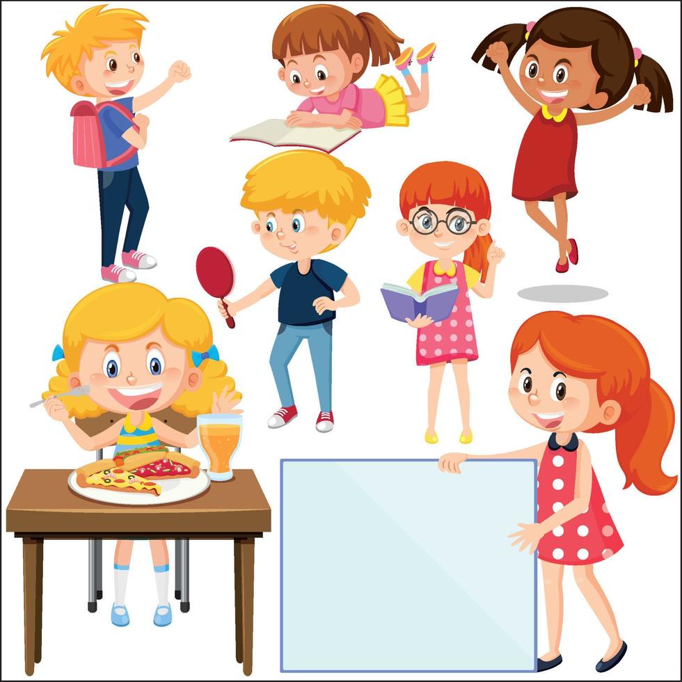 Set of different happy kids vector