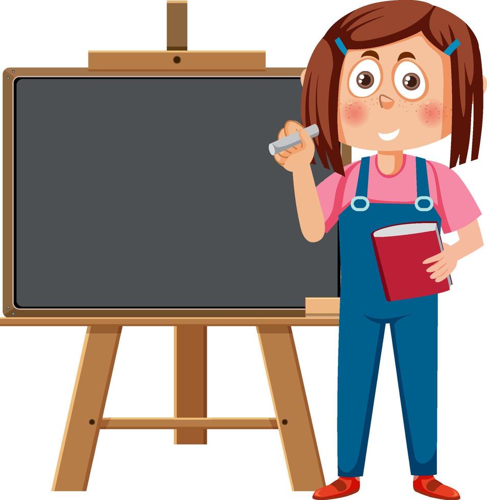 A girl with chalkboard vector