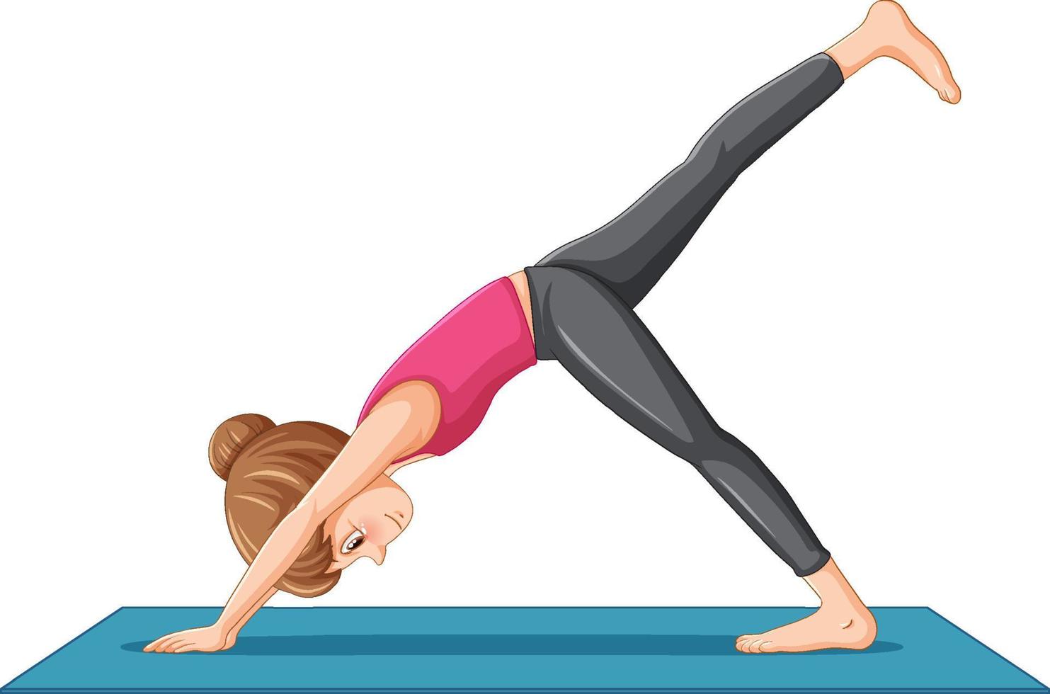 A girl doing yoga cartoon character vector