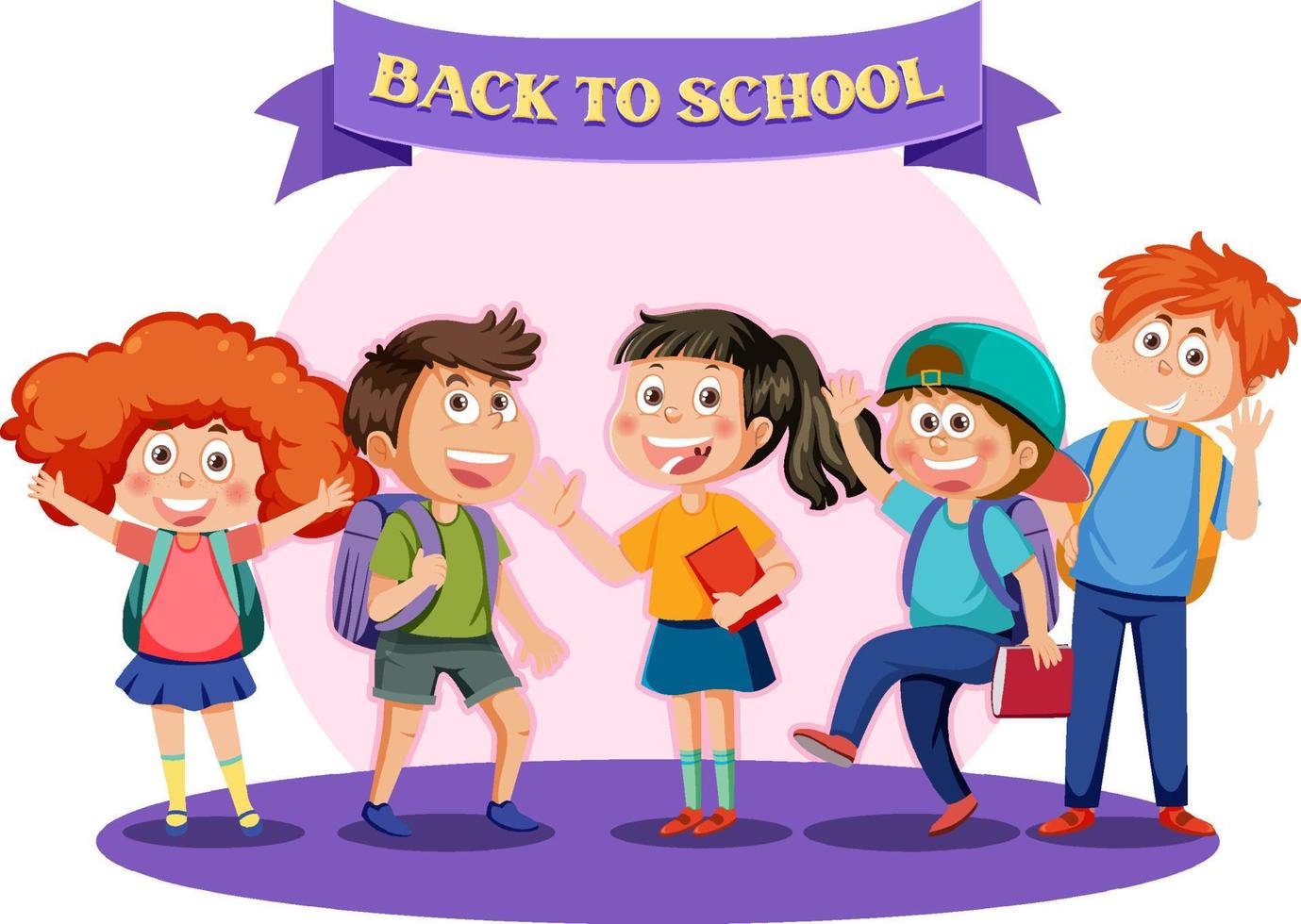 Back to school with kids cartoon character vector