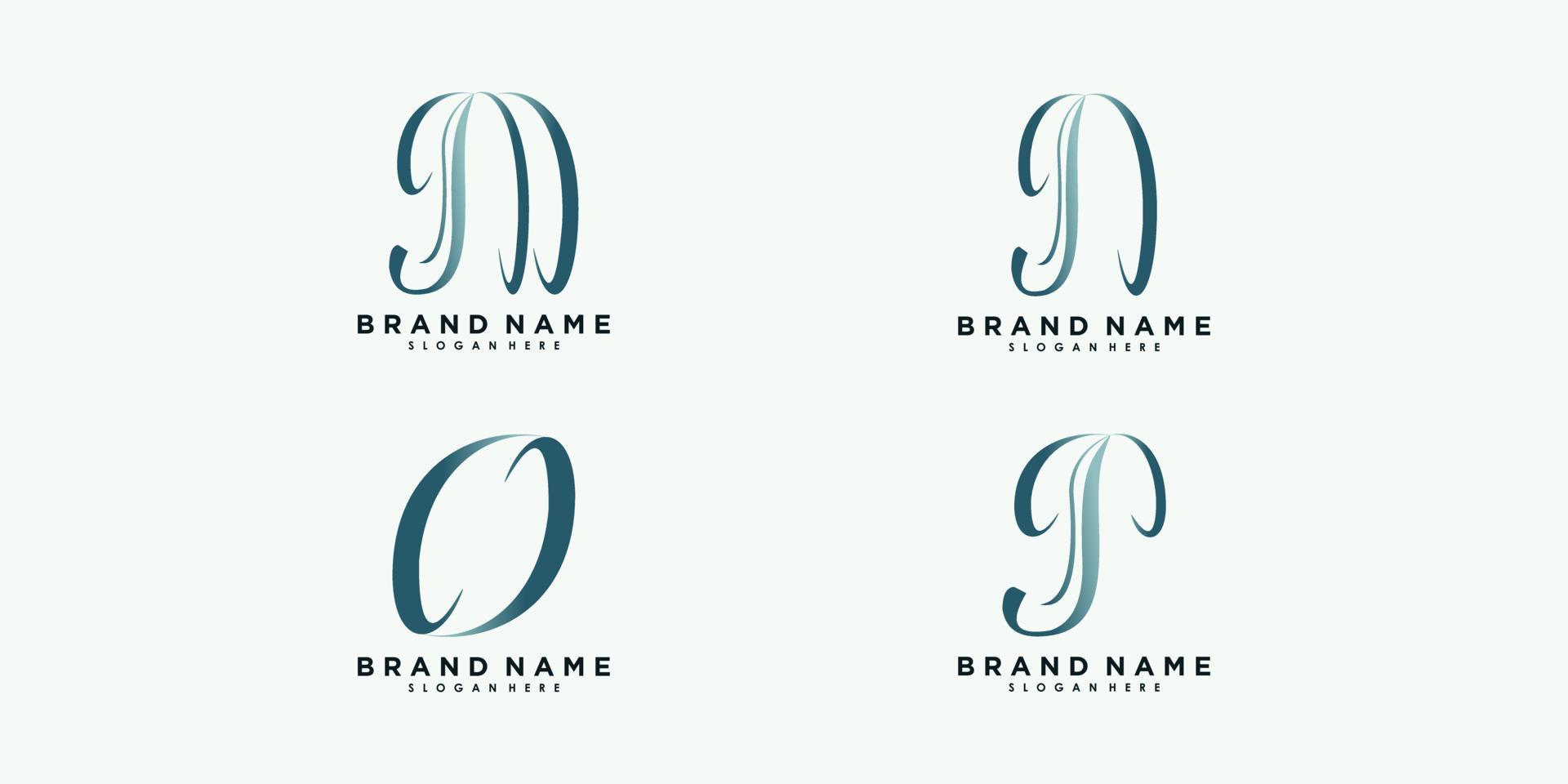 Set of letter m n o p logo design vector