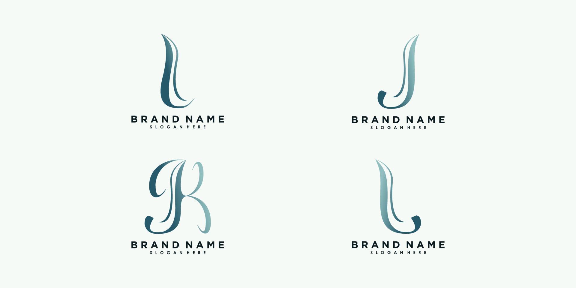 Set of letter i j k l logo design vector