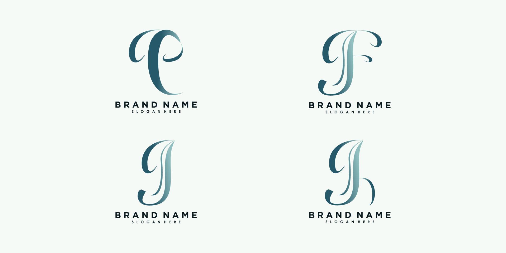 Set of letter e f g h logo design vector