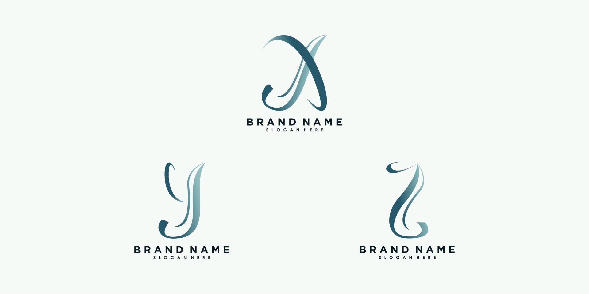 Set of letter x y z logo design vector