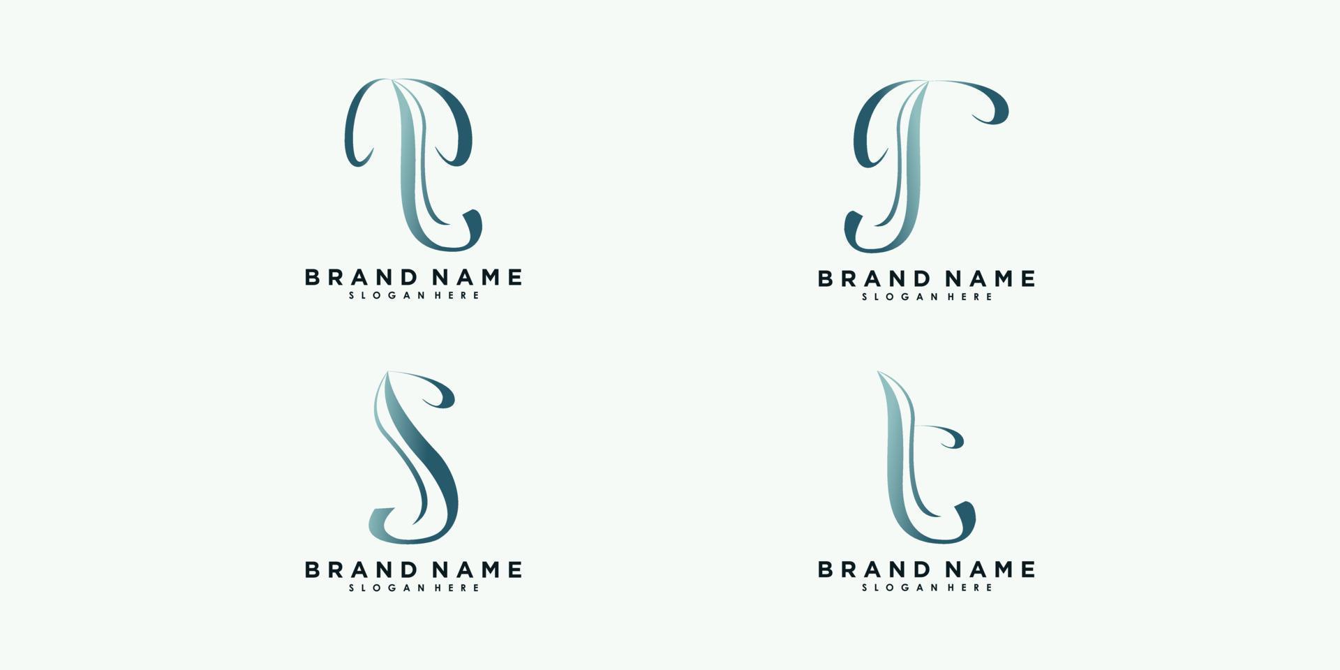 Set of letter q r s t logo design vector