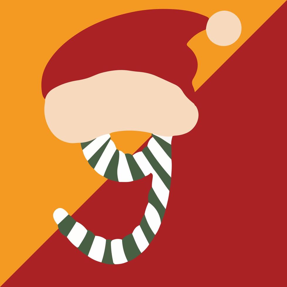 calendario de adviento de navidad 9. rayas 9 en un sombrero de santa. ilustración vectorial vector