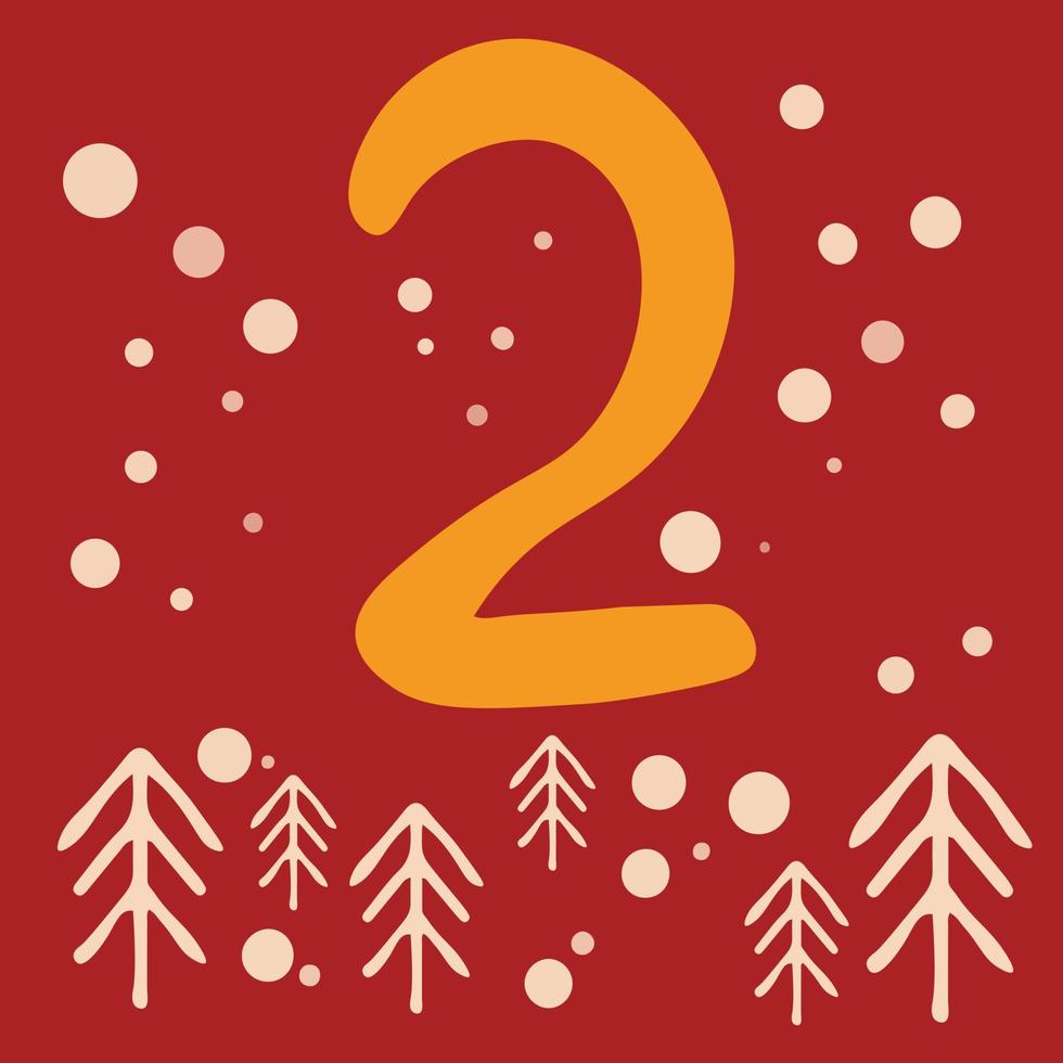 Christmas advent calendar 2, christmas tree vector