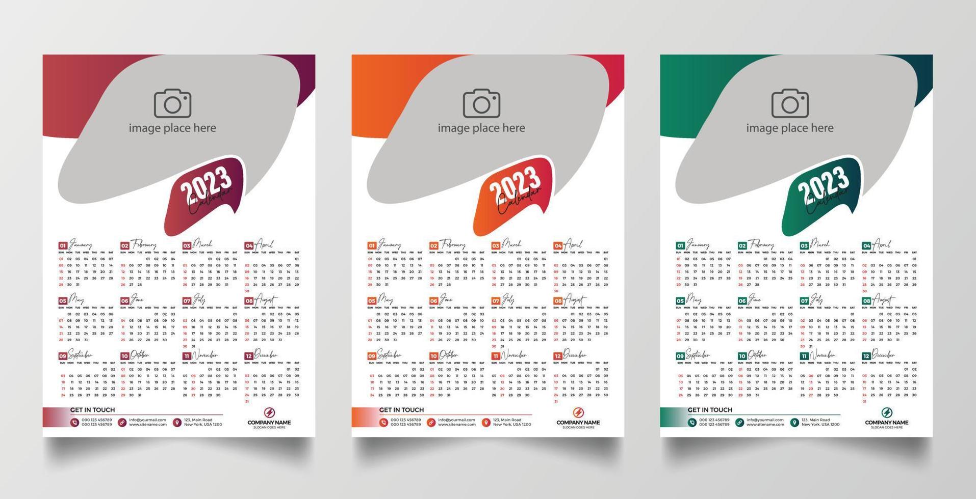 2023 Calendar design template vector